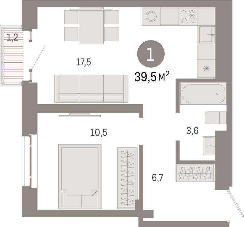 1-BD Apartment Sale, 39.5 sq. m. at Kvartal Metronom, Tagilskaya Street, Moscow, Russia #1