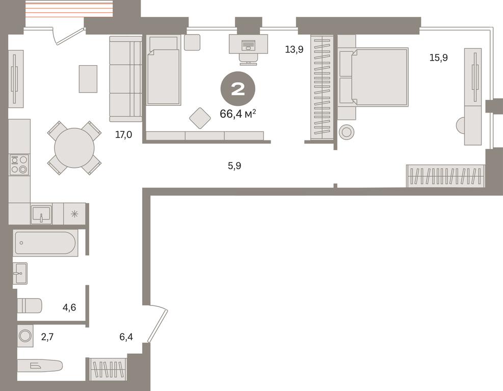 2-BD Apartment Sale, 66.4平方米 at Kvartal Gercena, zhiloy kompleks Kvartal Gertsena, Moscow, Russia #1 2-BD Apartment Sale, 66.4平方米 at Kvartal Gercena, zhiloy kompleks Kvartal Gertsena, Moscow, Russia #1