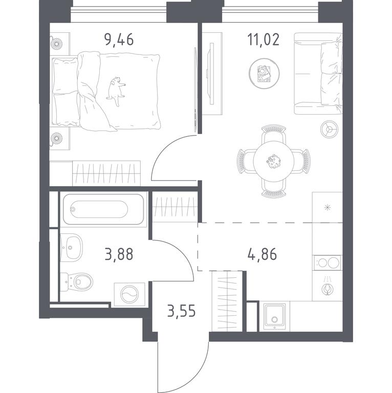 Apartment Sale, 32.77 sq. m. at Pribrezhnyi Park, Pribrezhniy Park Residential Complex, Village of Yam, Domodedovo City District, Moscow Region, Russia #1 Apartment Sale, 32.77 sq. m. at Pribrezhnyi Park, Pribrezhniy Park Residential Complex, Village of Yam, Domodedovo City District, Moscow Region, Russia #1