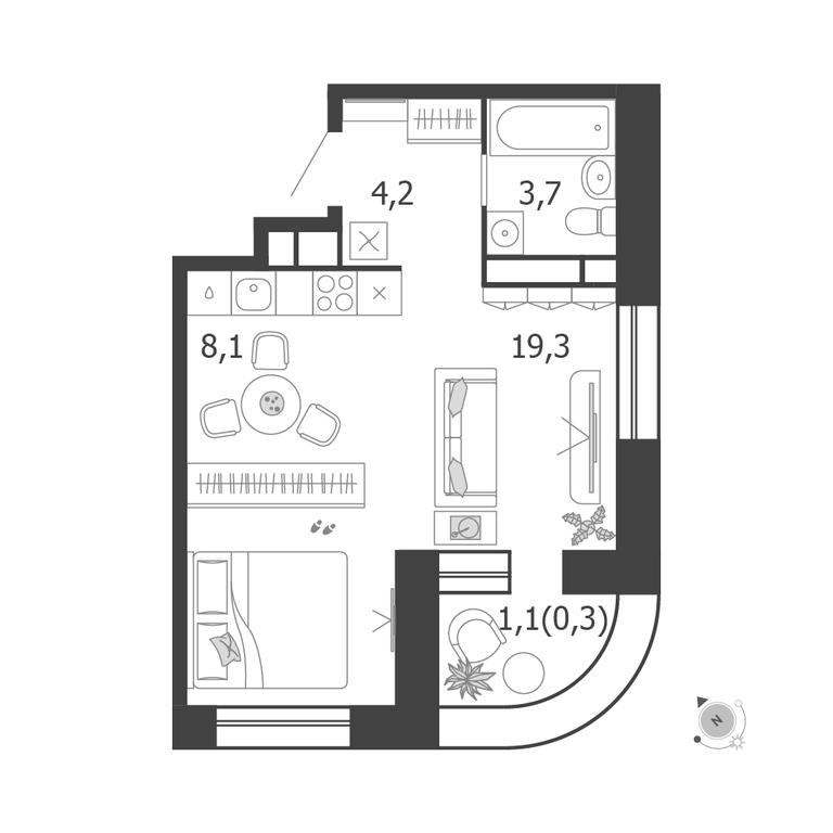 1-BD Apartment Sale, 36.4 sq. m. at Shagal, Автозаводская улица, 23, Москва, Россия #1 1-BD Apartment Sale, 36.4 sq. m. at Shagal, Автозаводская улица, 23, Москва, Россия #1