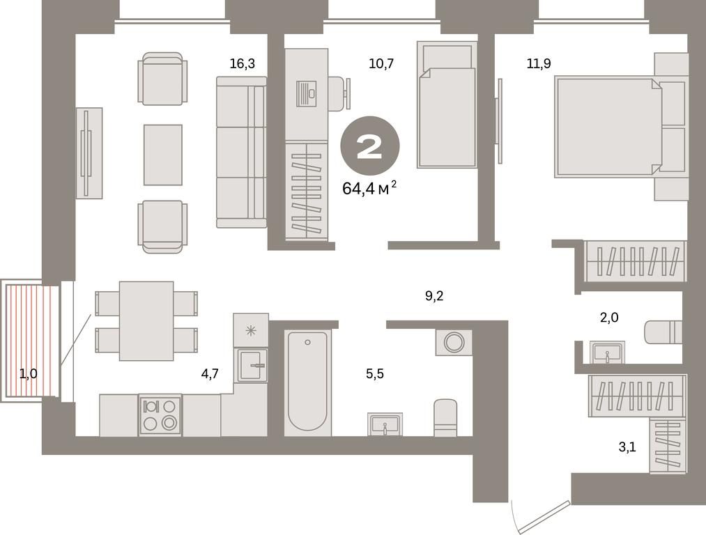 2-BD Apartment Sale, 64.4 sq. m. at Kvartal Metronom, Tagilskaya Street, Moscow, Russia #1 2-BD Apartment Sale, 64.4 sq. m. at Kvartal Metronom, Tagilskaya Street, Moscow, Russia #1