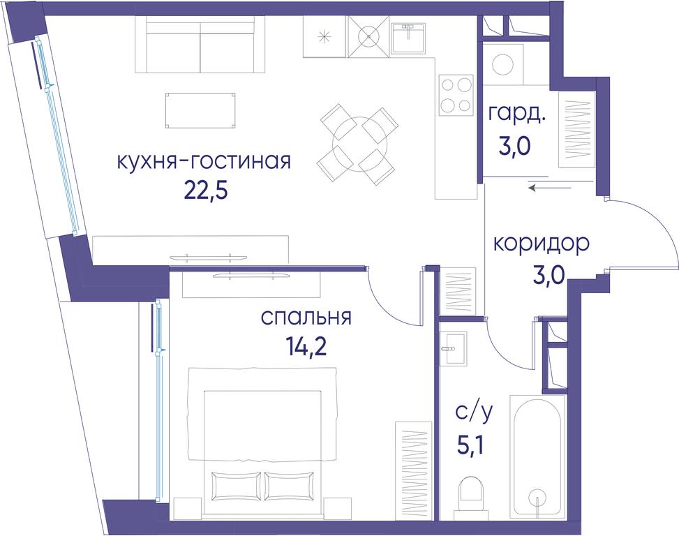 1-BD Apartment Sale, 47.8平方米 at Ostrov, Nizhnye Mnyovniki Street, 37Ас4, Moscow, Russia #1 1-BD Apartment Sale, 47.8平方米 at Ostrov, Nizhnye Mnyovniki Street, 37Ас4, Moscow, Russia #1