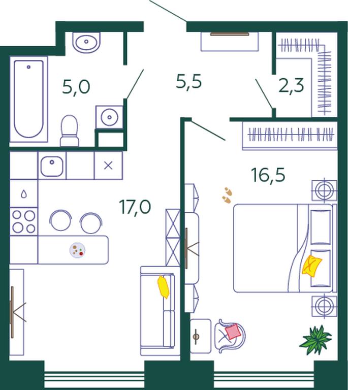 1-BD Apartment Sale, 46.3 sq. m. at Shagal, Автозаводская улица, 23, Москва, Россия #1 1-BD Apartment Sale, 46.3 sq. m. at Shagal, Автозаводская улица, 23, Москва, Россия #1