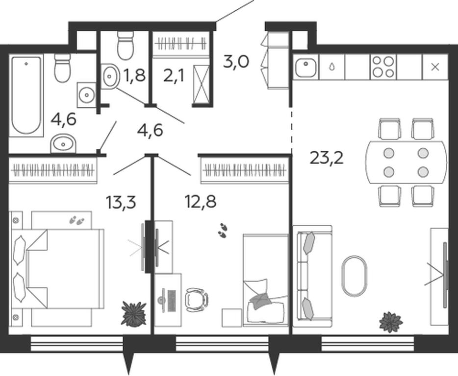 2-BD Apartment Sale, 65.4 sq. m. at Shagal, Автозаводская улица, 23, Москва, Россия #1 2-BD Apartment Sale, 65.4 sq. m. at Shagal, Автозаводская улица, 23, Москва, Россия #1