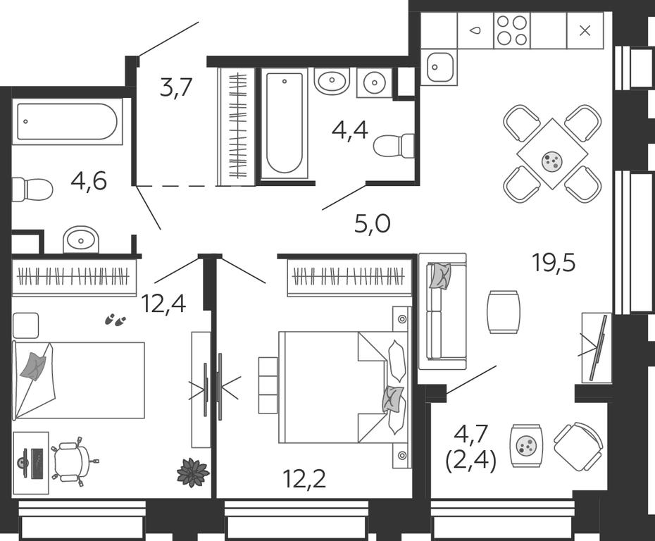 2-BD Apartment Sale, 64.1 sq. m. at Shagal, Автозаводская улица, 23, Москва, Россия #1 2-BD Apartment Sale, 64.1 sq. m. at Shagal, Автозаводская улица, 23, Москва, Россия #1