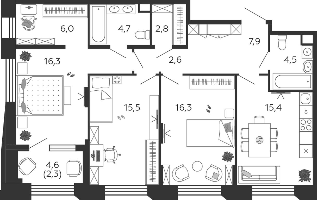 3-BD Apartment Sale, 94.3 sq. m. at Shagal, Автозаводская улица, 23, Москва, Россия #1