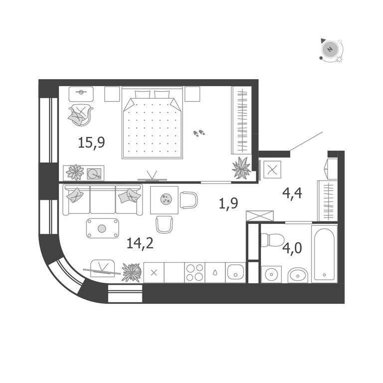 1-BD Apartment Sale, 40.4 sq. m. at Shagal, Автозаводская улица, 23, Москва, Россия #1 1-BD Apartment Sale, 40.4 sq. m. at Shagal, Автозаводская улица, 23, Москва, Россия #1