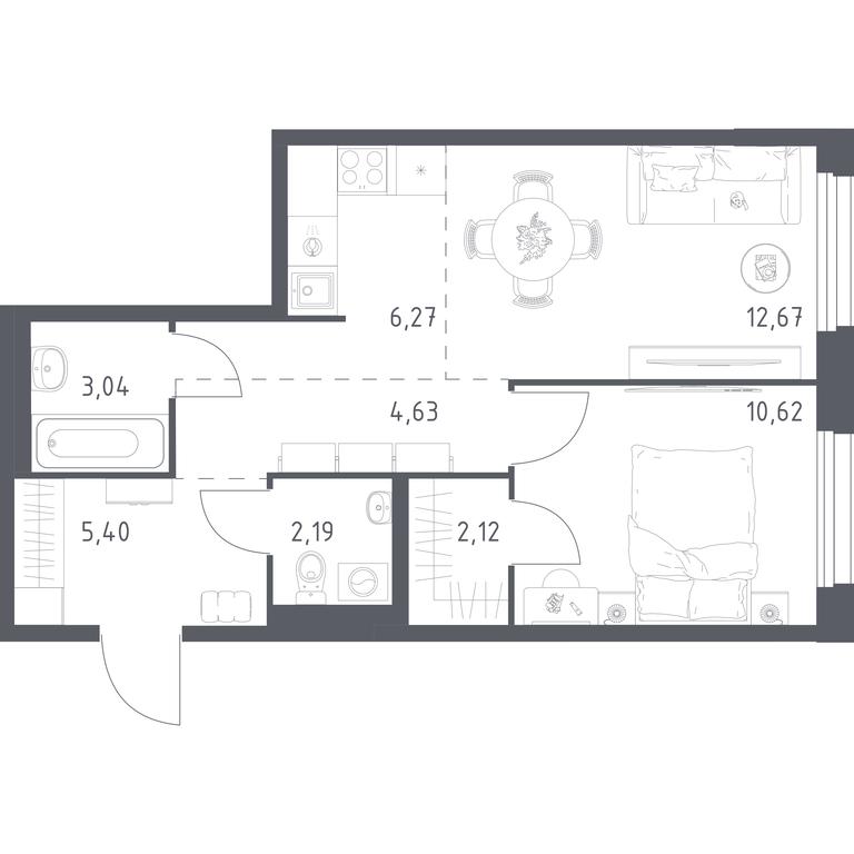 Apartment Sale, 46.94 sq. m. at Novoe Vnukovo, kvartal № 38, Kokoshkino Settlement, Moscow, Russia #1 Apartment Sale, 46.94 sq. m. at Novoe Vnukovo, kvartal № 38, Kokoshkino Settlement, Moscow, Russia #1