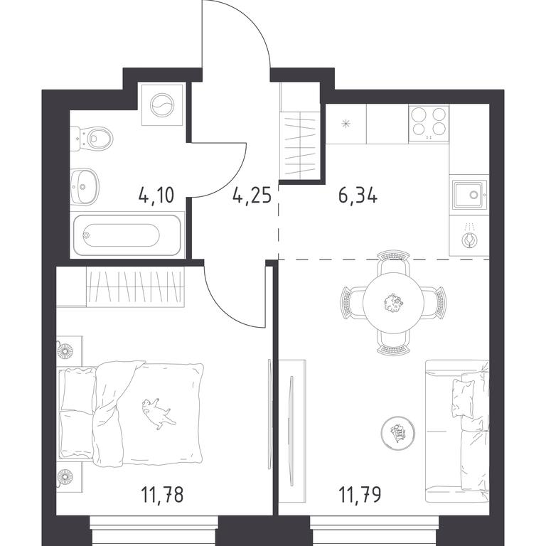 Apartment Sale, 38.26平方米 at Novoe Vnukovo, kvartal № 38, Kokoshkino Settlement, Moscow, Russia #1