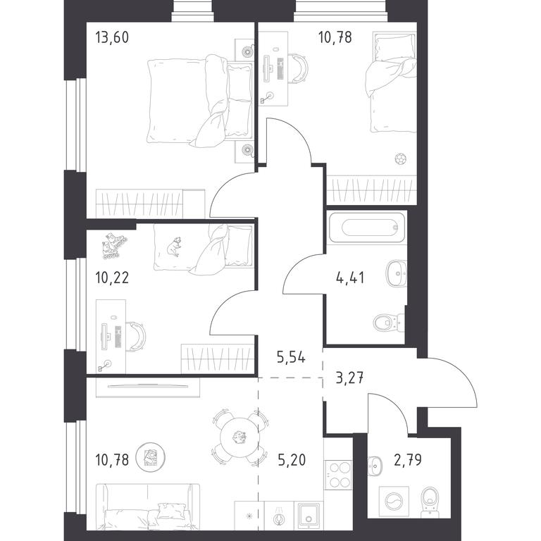 2-BD Apartment Sale, 66.59平方米 at Novoe Vnukovo, kvartal № 38, Kokoshkino Settlement, Moscow, Russia #1 2-BD Apartment Sale, 66.59平方米 at Novoe Vnukovo, kvartal № 38, Kokoshkino Settlement, Moscow, Russia #1