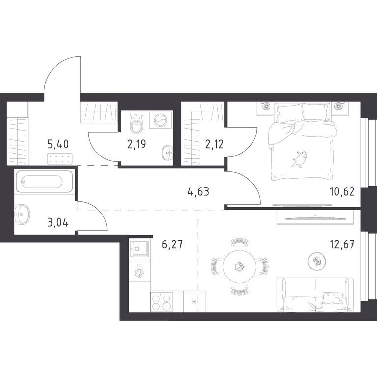 Продажа квартиры, 46,94 м² в ЖК «Новое Внуково», квартал № 38, поселение Кокошкино, Москва, Россия #1 Продажа квартиры, 46,94 м² в ЖК «Новое Внуково», квартал № 38, поселение Кокошкино, Москва, Россия #1