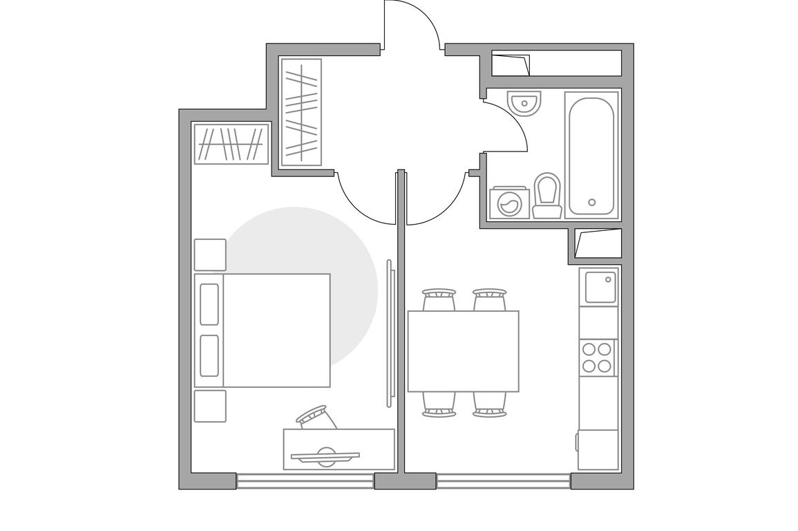 1-BD Apartment Sale, 29.6平方米 at Brigantina, Parkovaya ulitsa, 50к1, Dolgoprudny, Moscow Region, Russia #1