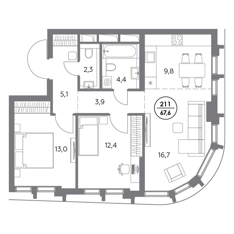 3-BD Apartment Sale, 67.6 sq. m. at Dom56, Fridrikha Engelsa Street, 56с1, Moscow, Russia #1 3-BD Apartment Sale, 67.6 sq. m. at Dom56, Fridrikha Engelsa Street, 56с1, Moscow, Russia #1