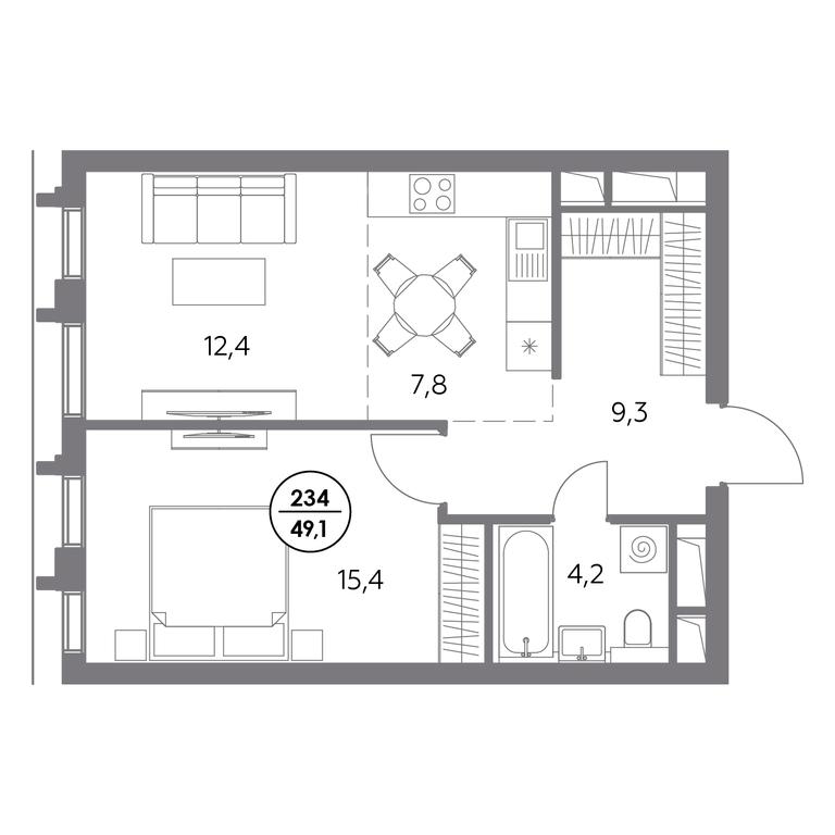 2-BD Apartment Sale, 49.1平方米 at Dom56, Fridrikha Engelsa Street, 56с1, Moscow, Russia #2 2-BD Apartment Sale, 49.1平方米 at Dom56, Fridrikha Engelsa Street, 56с1, Moscow, Russia #2