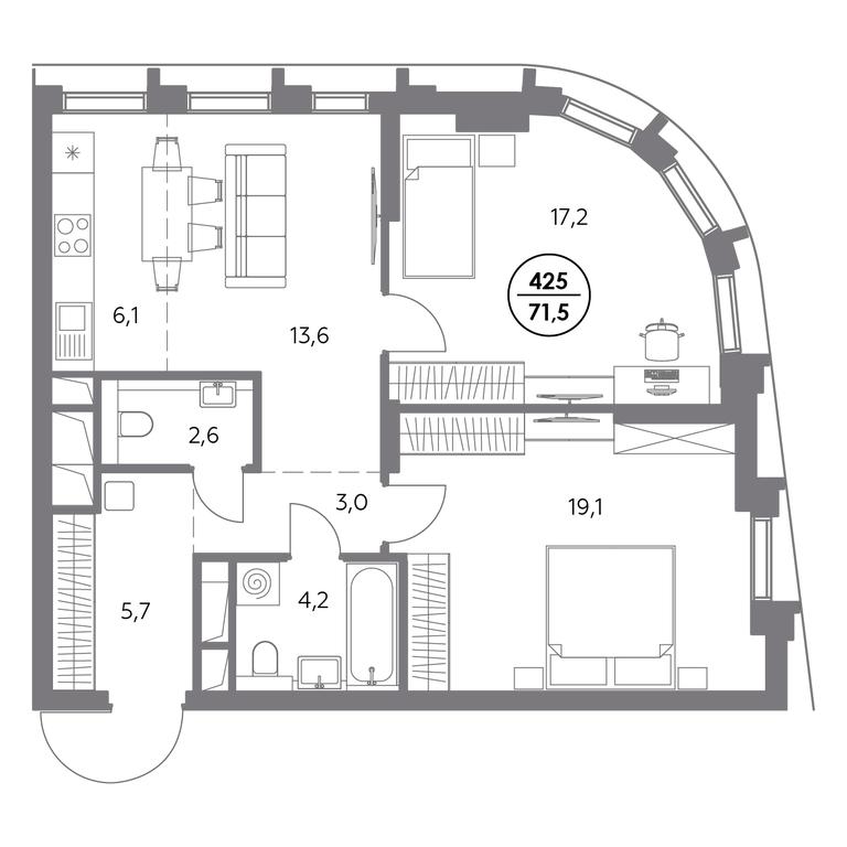 3-BD Apartment Sale, 71.5 sq. m. at Dom56, Fridrikha Engelsa Street, 56с1, Moscow, Russia #1 3-BD Apartment Sale, 71.5 sq. m. at Dom56, Fridrikha Engelsa Street, 56с1, Moscow, Russia #1