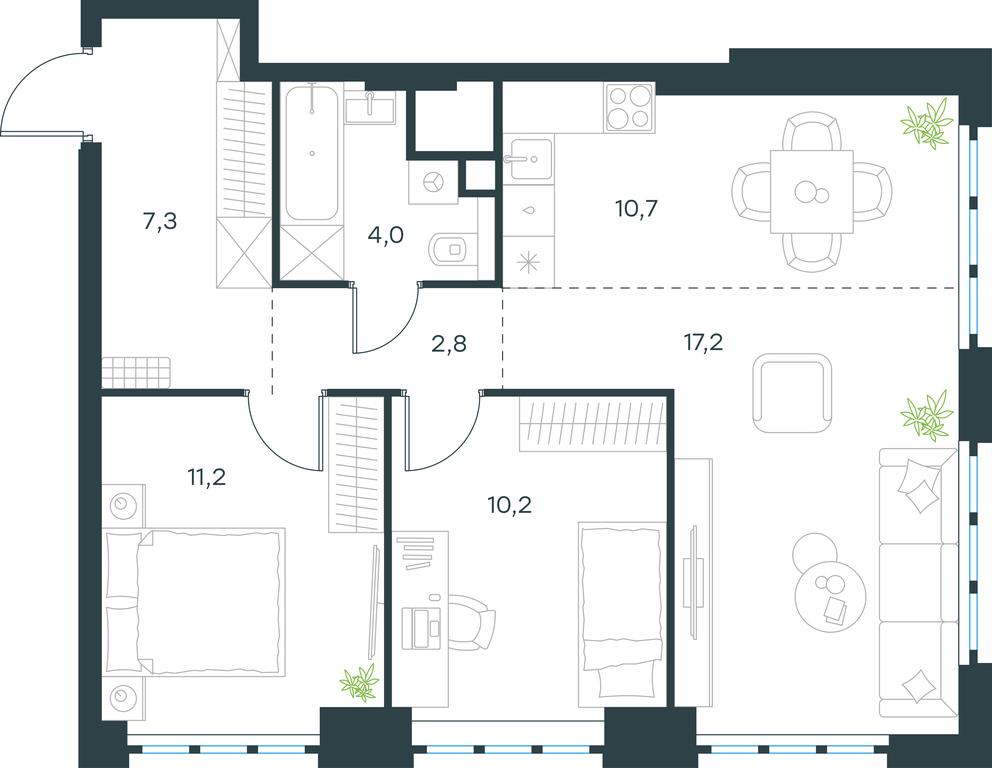 2-BD Apartment Sale, 63.4平方米 at Level Yzhnoportovaya, Yuzhnoportovaya Street, 28Ас17, Moscow, Russia #1 2-BD Apartment Sale, 63.4平方米 at Level Yzhnoportovaya, Yuzhnoportovaya Street, 28Ас17, Moscow, Russia #1