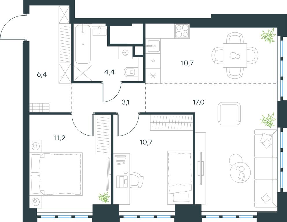 2-BD Apartment Sale, 63.5平方米 at Level Yzhnoportovaya, Yuzhnoportovaya Street, 28Ас17, Moscow, Russia #1 2-BD Apartment Sale, 63.5平方米 at Level Yzhnoportovaya, Yuzhnoportovaya Street, 28Ас17, Moscow, Russia #1