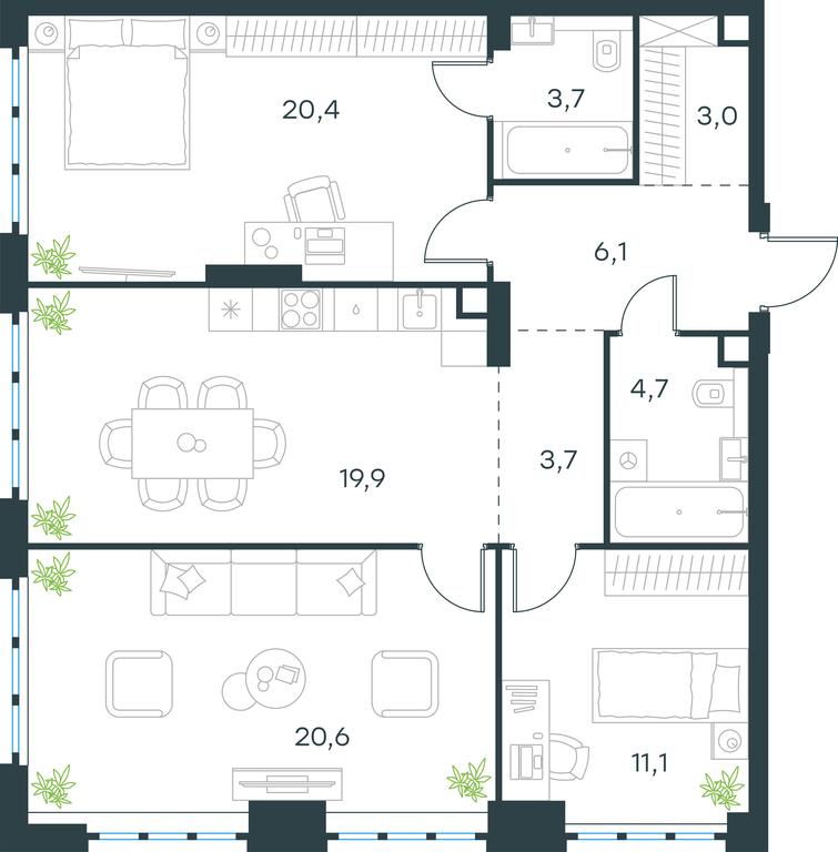 2-BD Apartment Sale, 93.2平方米 at Level Yzhnoportovaya, Yuzhnoportovaya Street, 28Ас17, Moscow, Russia #1 2-BD Apartment Sale, 93.2平方米 at Level Yzhnoportovaya, Yuzhnoportovaya Street, 28Ас17, Moscow, Russia #1