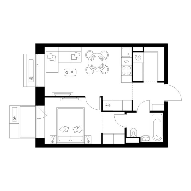 1-BD Apartment Sale, 37.5 sq. m. at Amurskiy Park, Амурская улица, 2с11, Москва, Россия #1