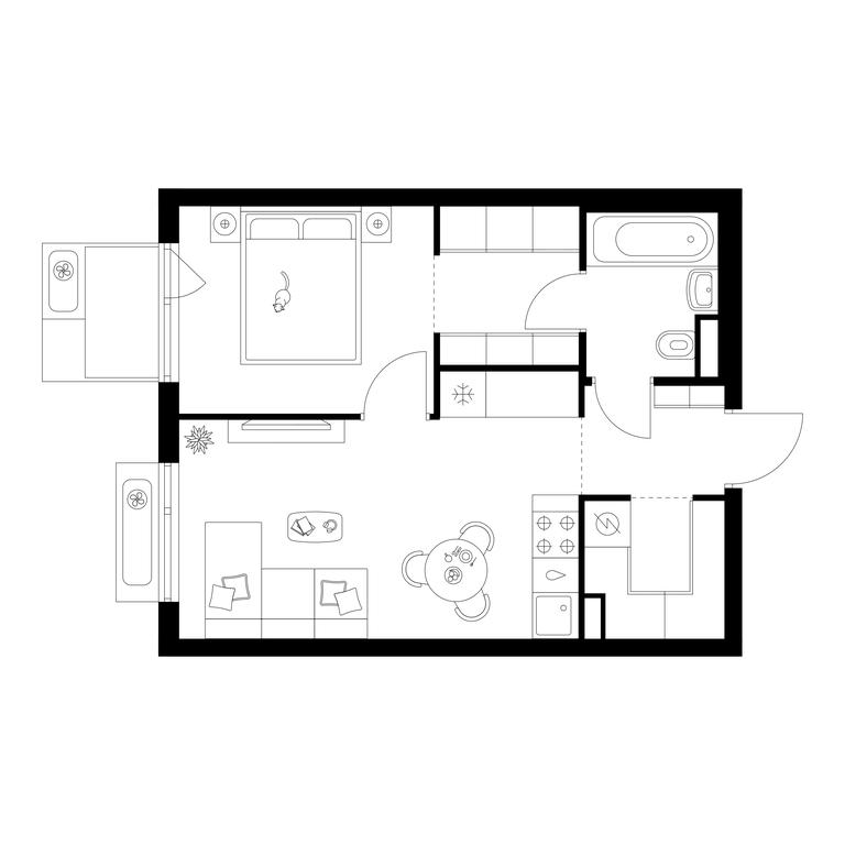 1-BD Apartment Sale, 38.2平方米 at Amurskiy Park, Амурская улица, 2с11, Москва, Россия #1 1-BD Apartment Sale, 38.2平方米 at Amurskiy Park, Амурская улица, 2с11, Москва, Россия #1