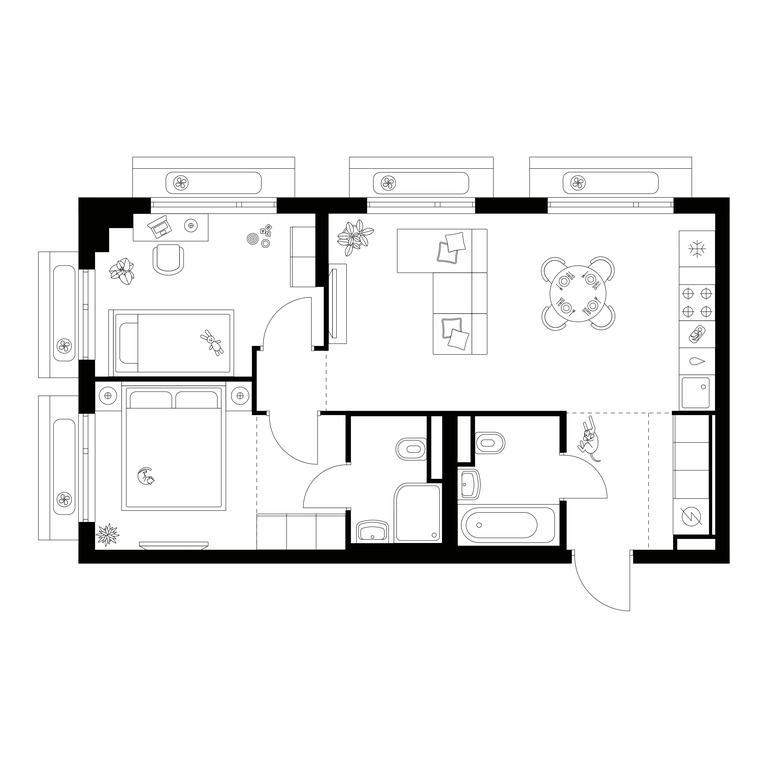 2-BD Apartment Sale, 53.8平方米 at Amurskiy Park, Амурская улица, 2с11, Москва, Россия #1 2-BD Apartment Sale, 53.8平方米 at Amurskiy Park, Амурская улица, 2с11, Москва, Россия #1
