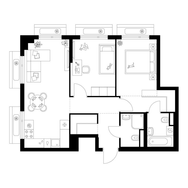 2-BD Apartment Sale, 59.8平方米 at Amurskiy Park, Амурская улица, 2с11, Москва, Россия #1 2-BD Apartment Sale, 59.8平方米 at Amurskiy Park, Амурская улица, 2с11, Москва, Россия #1