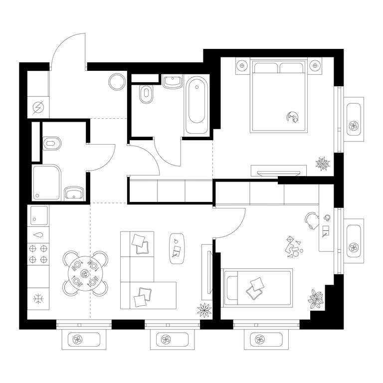 2-BD Apartment Sale, 53.3平方米 at Amurskiy Park, Амурская улица, 2с11, Москва, Россия #1 2-BD Apartment Sale, 53.3平方米 at Amurskiy Park, Амурская улица, 2с11, Москва, Россия #1