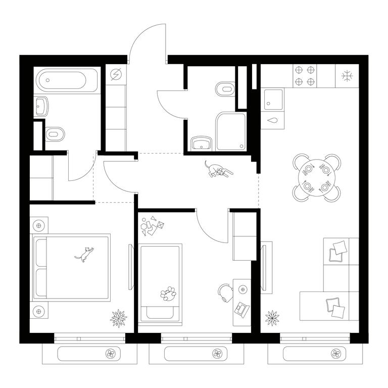 2-BD Apartment Sale, 52.8平方米 at Amurskiy Park, Амурская улица, 2с11, Москва, Россия #1 2-BD Apartment Sale, 52.8平方米 at Amurskiy Park, Амурская улица, 2с11, Москва, Россия #1