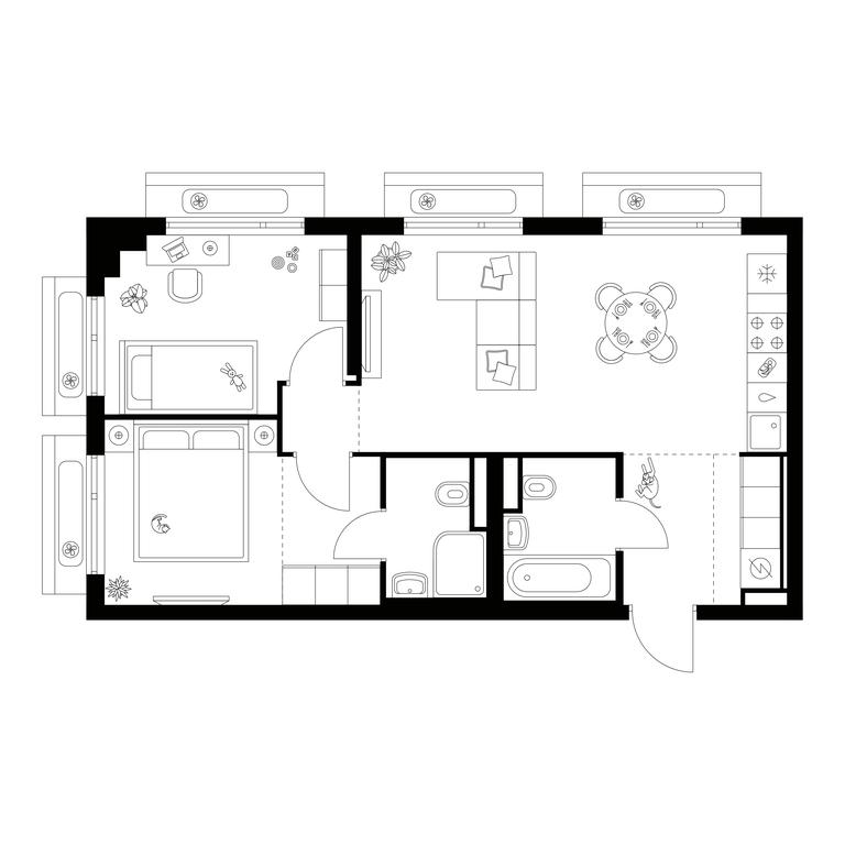 2-BD Apartment Sale, 53.7平方米 at Amurskiy Park, Амурская улица, 2с11, Москва, Россия #1 2-BD Apartment Sale, 53.7平方米 at Amurskiy Park, Амурская улица, 2с11, Москва, Россия #1