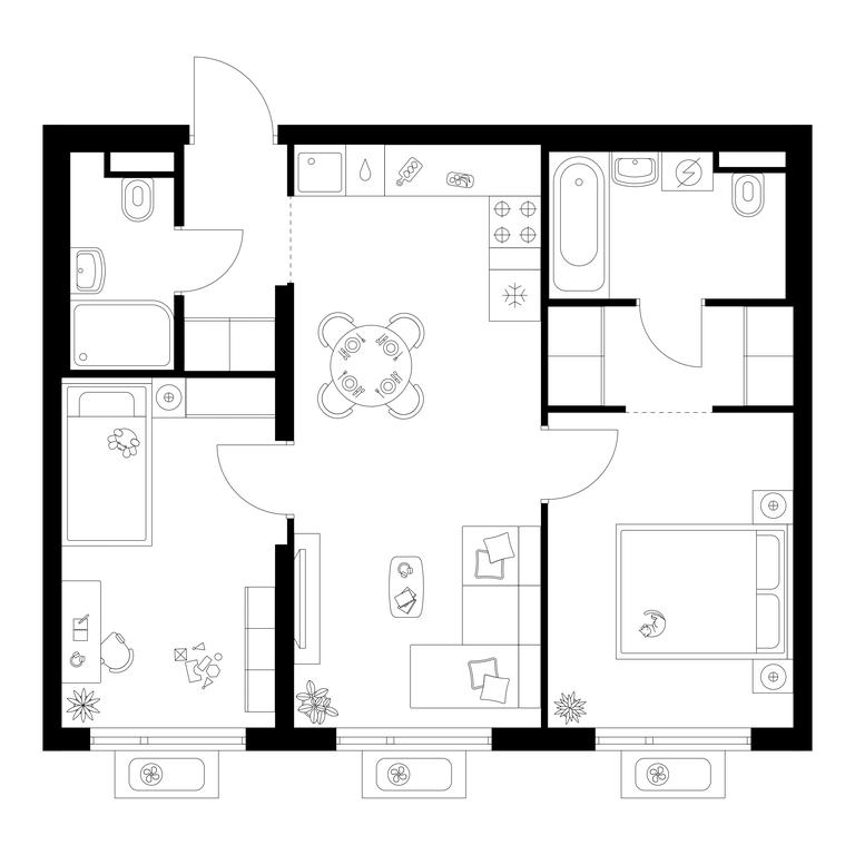 2-BD Apartment Sale, 53.4平方米 at Amurskiy Park, Амурская улица, 2с11, Москва, Россия #1 2-BD Apartment Sale, 53.4平方米 at Amurskiy Park, Амурская улица, 2с11, Москва, Россия #1