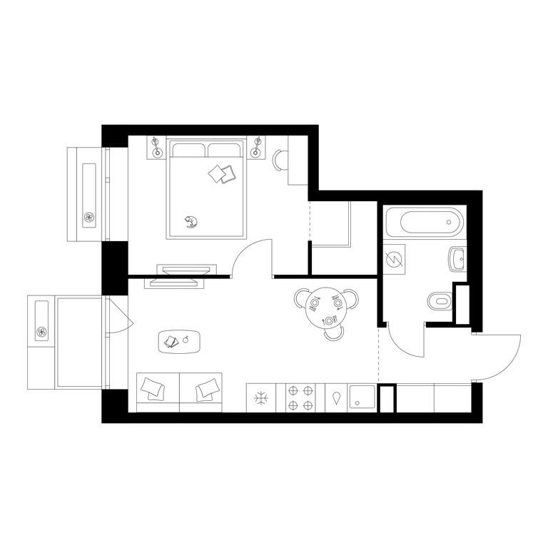 1-BD Apartment Sale, 34 sq. m. at Amurskiy Park, Амурская улица, 2с11, Москва, Россия #1