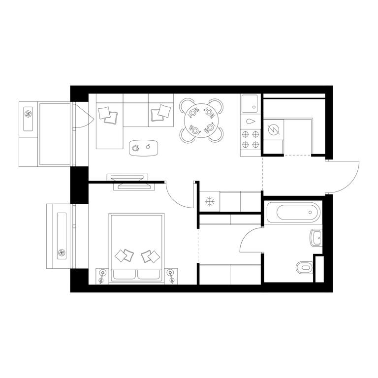 1-BD Apartment Sale, 37.3平方米 at Amurskiy Park, Амурская улица, 2с11, Москва, Россия #1 1-BD Apartment Sale, 37.3平方米 at Amurskiy Park, Амурская улица, 2с11, Москва, Россия #1