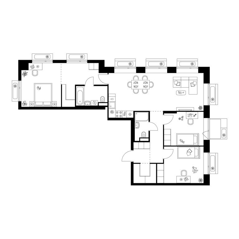 3-BD Apartment Sale, 90.5平方米 at Amurskiy Park, Амурская улица, 2с11, Москва, Россия #1