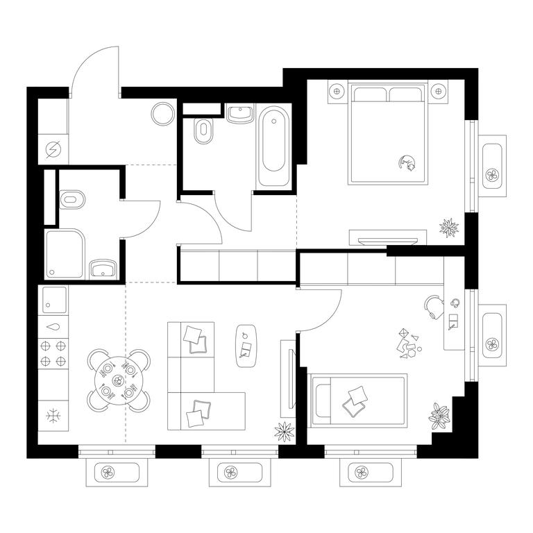 2-BD Apartment Sale, 54.1平方米 at Amurskiy Park, Амурская улица, 2с11, Москва, Россия #1 2-BD Apartment Sale, 54.1平方米 at Amurskiy Park, Амурская улица, 2с11, Москва, Россия #1