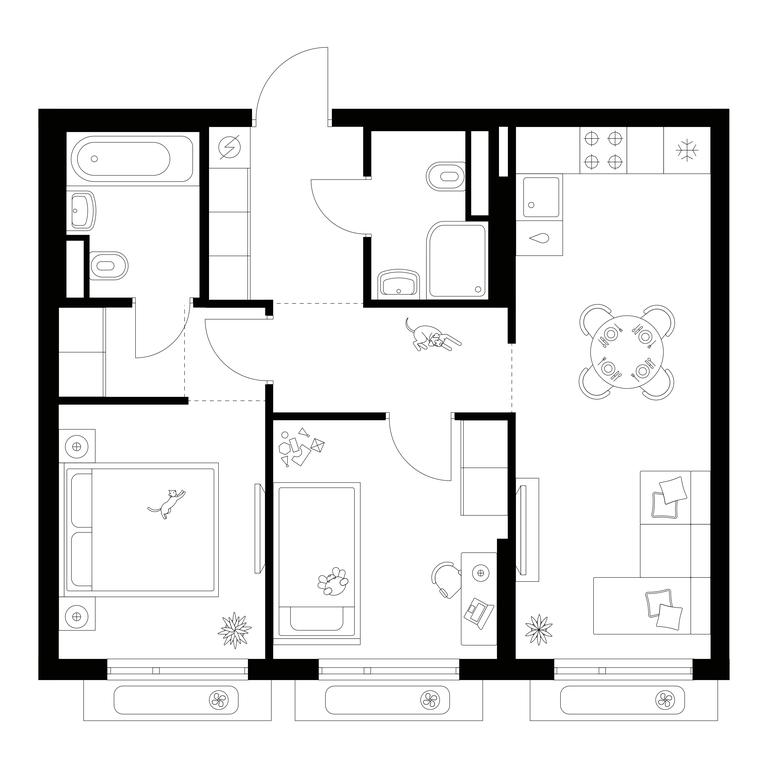 2-BD Apartment Sale, 52.7平方米 at Amurskiy Park, Амурская улица, 2с11, Москва, Россия #1