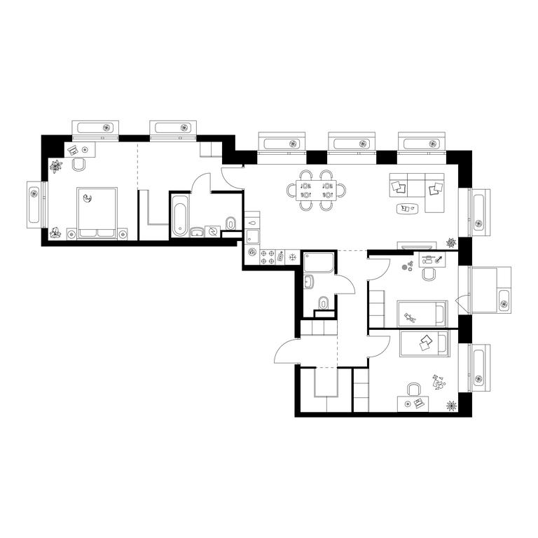 3-BD Apartment Sale, 90.4平方米 at Amurskiy Park, Амурская улица, 2с11, Москва, Россия #1