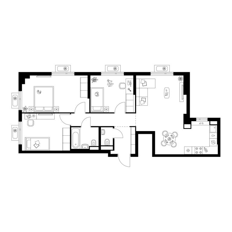 3-BD Apartment Sale, 76.6 sq. m. at Amurskiy Park, Амурская улица, 2с11, Москва, Россия #1