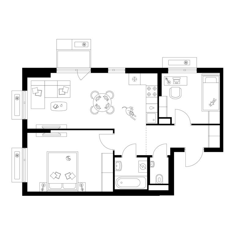 2-BD Apartment Sale, 54.4平方米 at Amurskiy Park, Амурская улица, 2с11, Москва, Россия #1 2-BD Apartment Sale, 54.4平方米 at Amurskiy Park, Амурская улица, 2с11, Москва, Россия #1