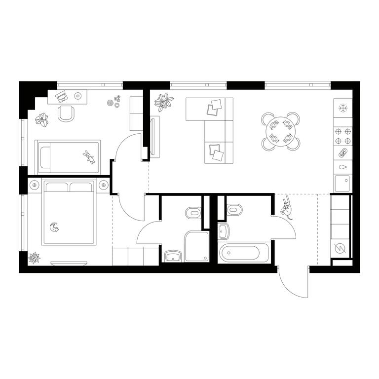 2-BD Apartment Sale, 53.7平方米 at Amurskiy Park, Амурская улица, 2с11, Москва, Россия #1 2-BD Apartment Sale, 53.7平方米 at Amurskiy Park, Амурская улица, 2с11, Москва, Россия #1