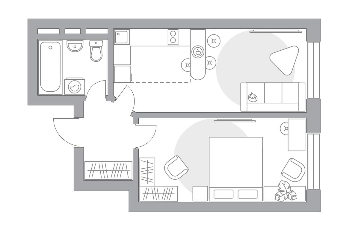 2-BD Apartment Sale, 39.1平方米 at Brigantina, Parkovaya ulitsa, 50к1, Dolgoprudny, Moscow Region, Russia #1