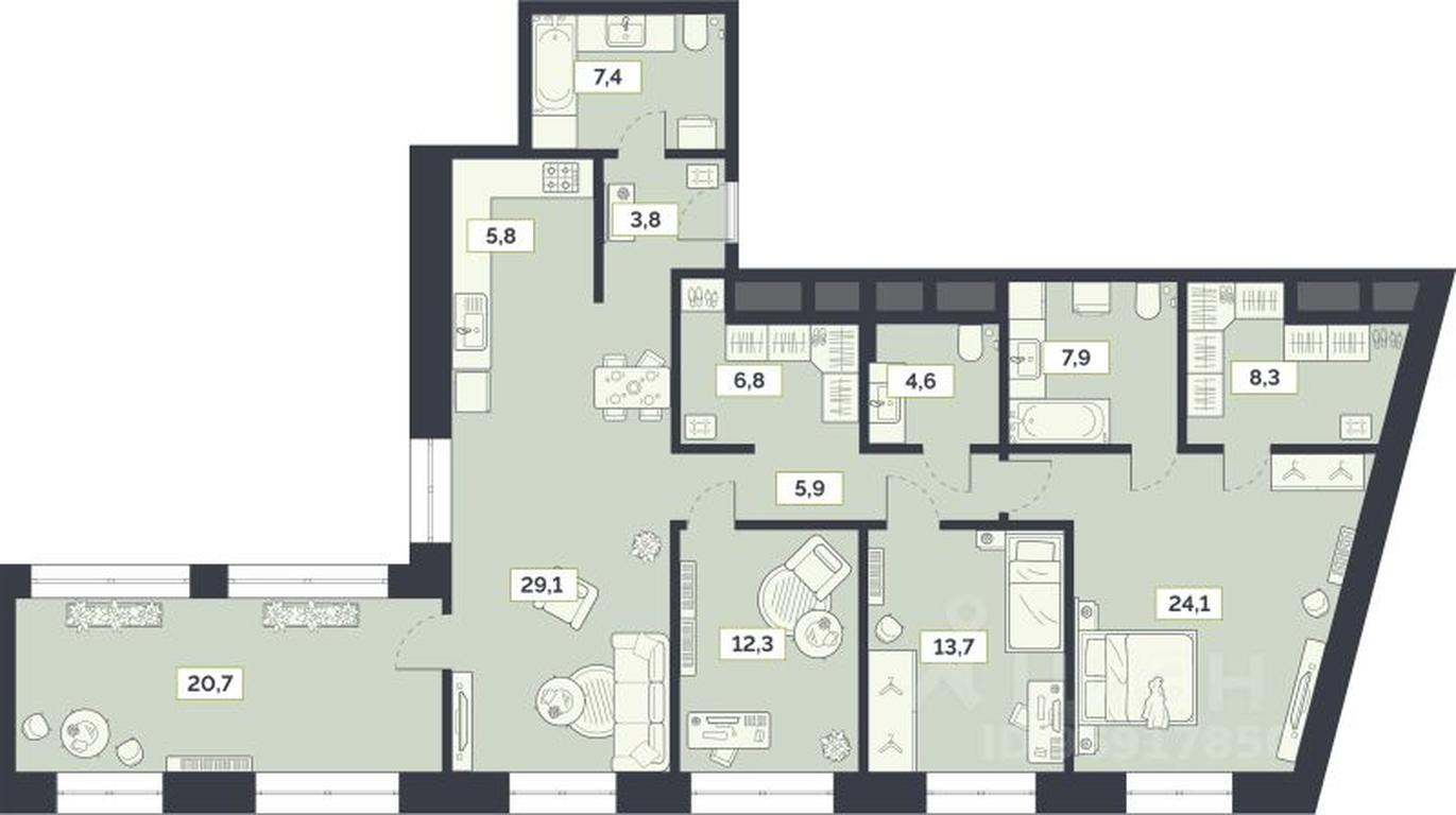 3-BD Apartment Sale, 150.4 sq. m. at Laym, Staroalekseyevskaya Street, 5А, Moscow, Russia #1