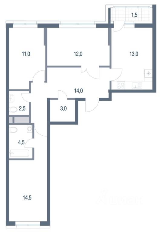 1-BD Apartment Sale, 52 sq. m. at Rusich Kotelniki Park, mikrorayon Yuzhny, Kotelniki, Moscow Region, Russia #1