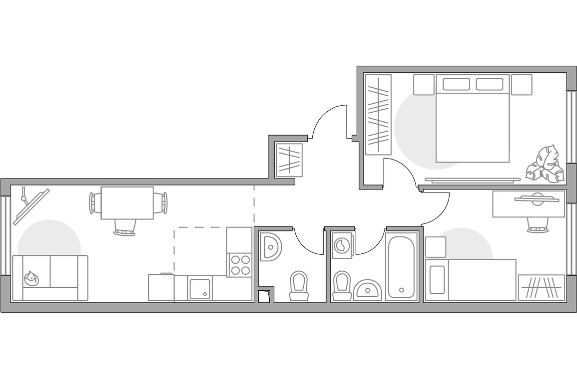 3-BD Apartment Sale, 55.22平方米 at BeLuck Kolomenskoe, Kashirskoye Highway, Moscow, Russia #1