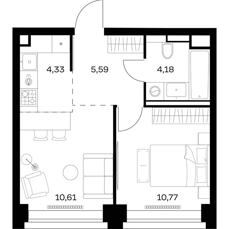 Apartment Sale, 35.48 sq. m. at Nova, Bratyev Fonchenko Street, вл21, Moscow, Russia #1