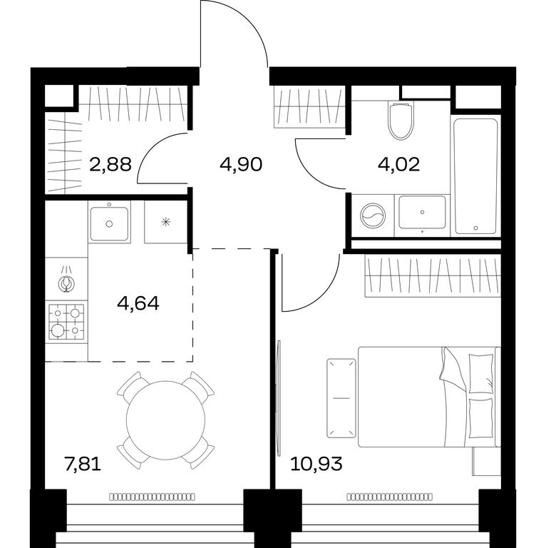 Apartment Sale, 35.18平方米 at Nova, Bratyev Fonchenko Street, вл21, Moscow, Russia #1