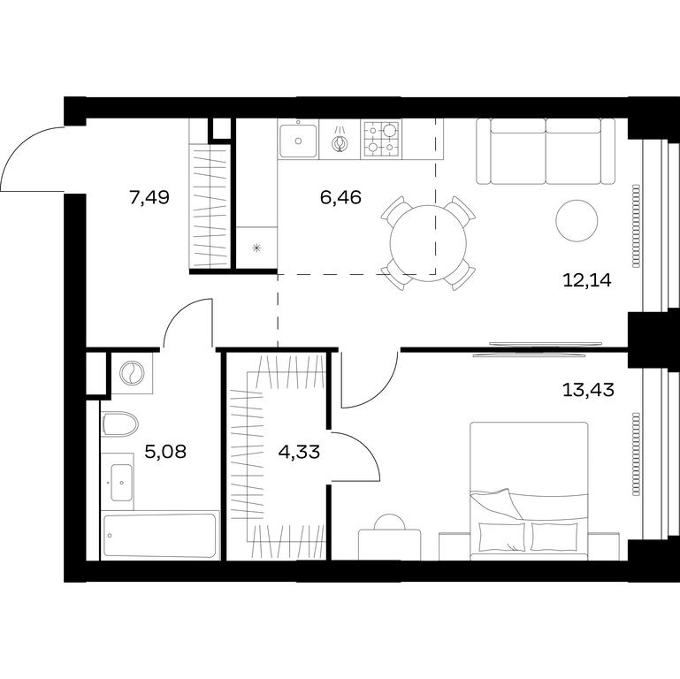 Apartment Sale, 48.93 sq. m. at Nova, Bratyev Fonchenko Street, вл21, Moscow, Russia #1