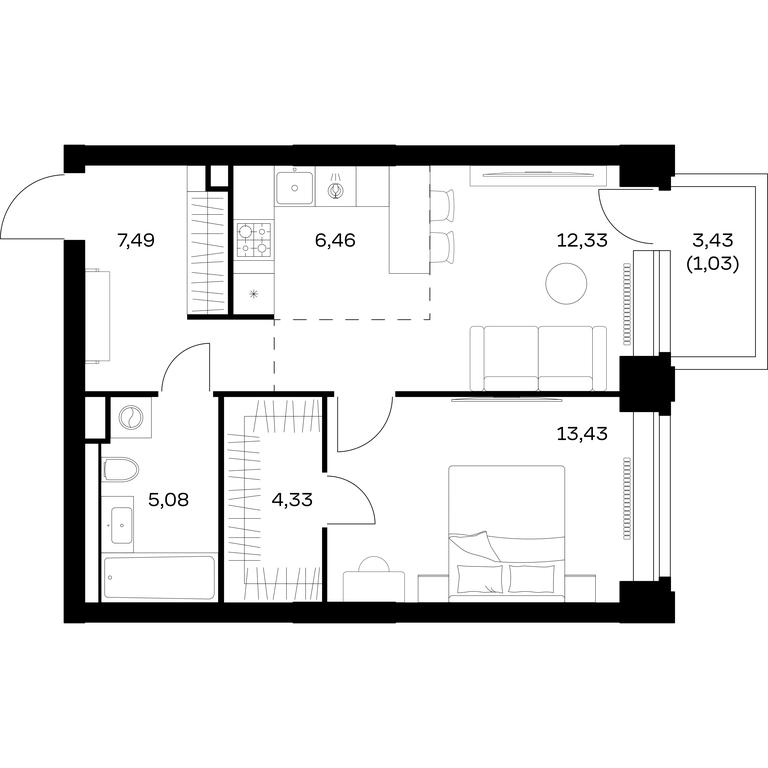 Apartment Sale, 50.15 sq. m. at Nova, Bratyev Fonchenko Street, вл21, Moscow, Russia #1 Apartment Sale, 50.15 sq. m. at Nova, Bratyev Fonchenko Street, вл21, Moscow, Russia #1