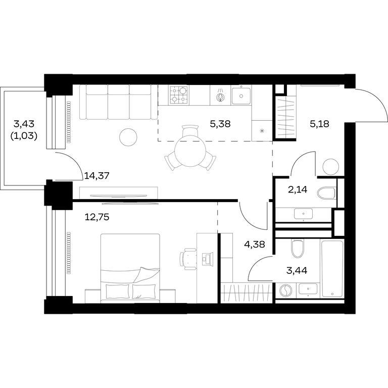 Apartment Sale, 48.67 sq. m. at Nova, Bratyev Fonchenko Street, вл21, Moscow, Russia #1 Apartment Sale, 48.67 sq. m. at Nova, Bratyev Fonchenko Street, вл21, Moscow, Russia #1