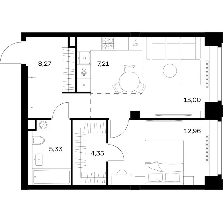 Apartment Sale, 51.12 sq. m. at Nova, Bratyev Fonchenko Street, вл21, Moscow, Russia #1 Apartment Sale, 51.12 sq. m. at Nova, Bratyev Fonchenko Street, вл21, Moscow, Russia #1