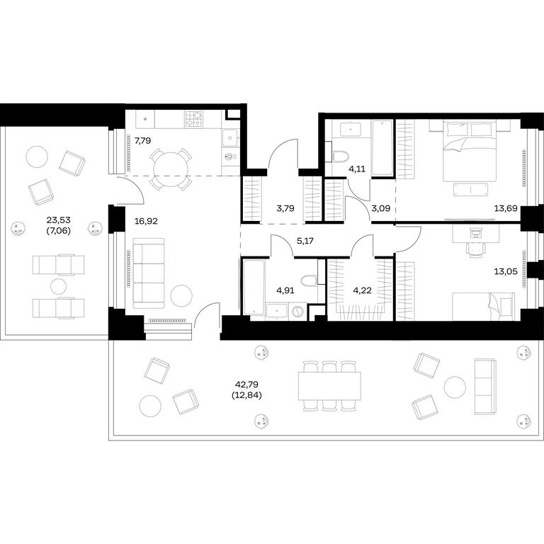 1-BD Apartment Sale, 96.64 sq. m. at Nova, Bratyev Fonchenko Street, вл21, Moscow, Russia #1